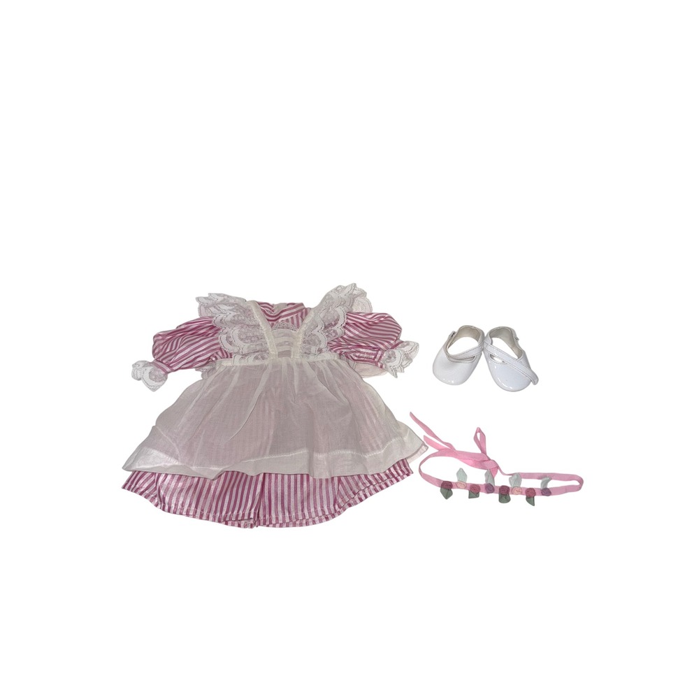 American Girl Samantha Birthday Dress Pinafore Shoes Headband 18" Doll Outfit - Picture 7 of 7